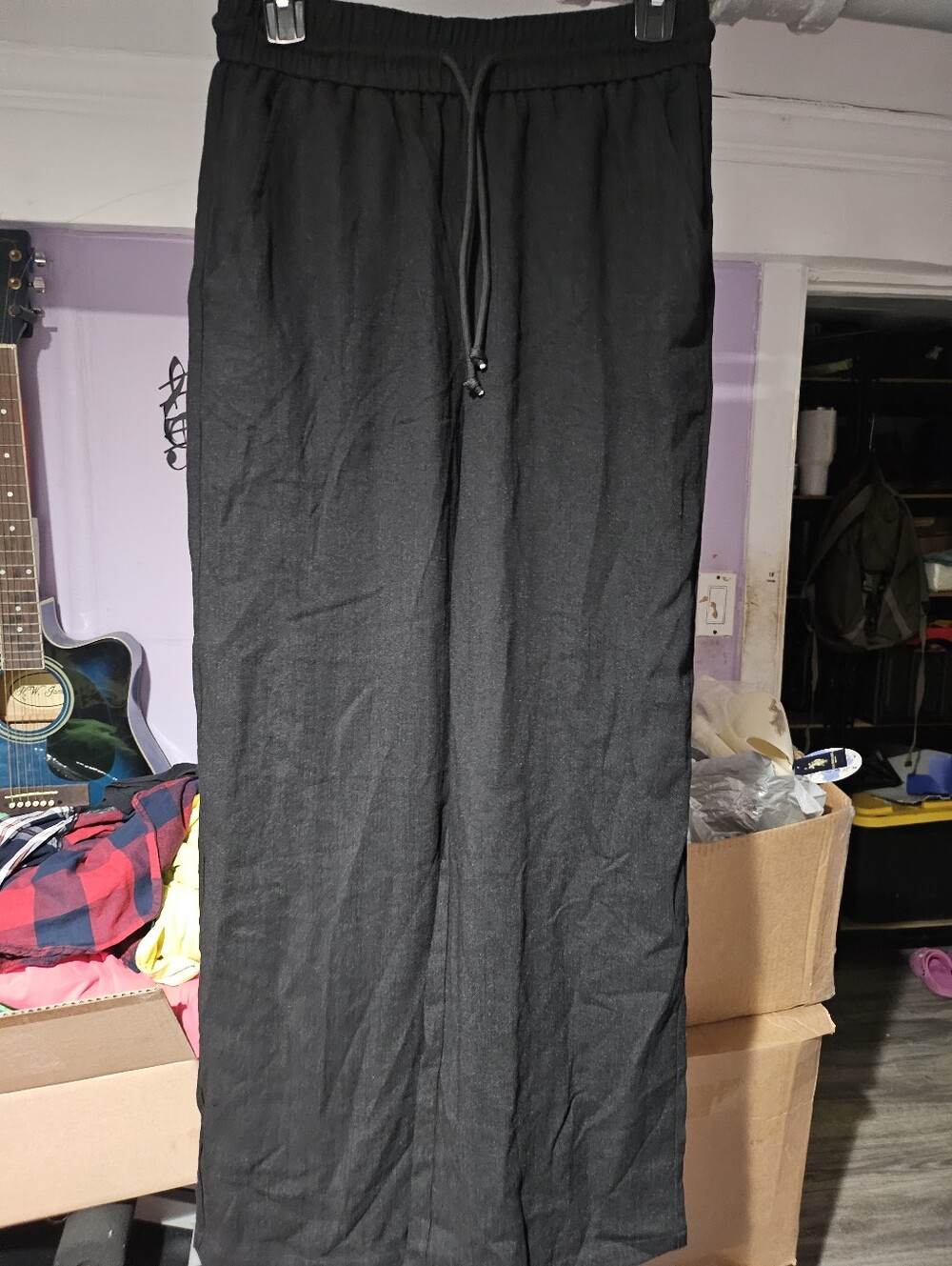 HALARA Black Wide Leg Drawstring Pants